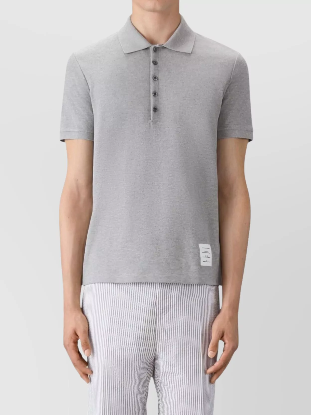 Thom Browne Panelled Cotton Polo Shirt With Short Sleeves