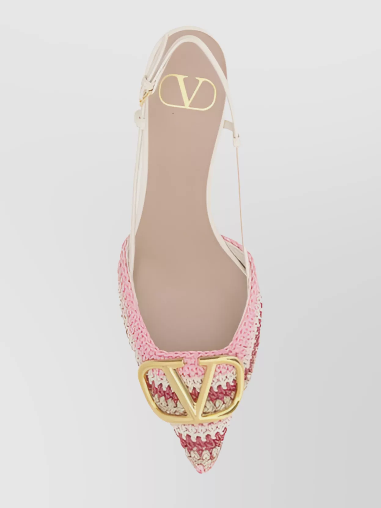 Valentino Logo Crochet Woven Kitten Heel Pumps In Pink