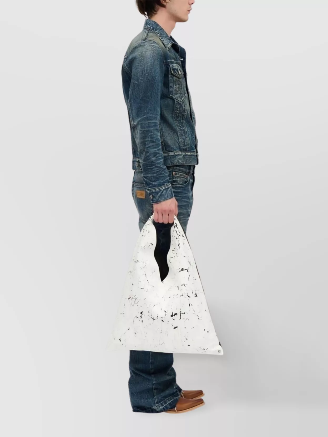 Mm6 Maison Margiela Textured top handle two-tone tote bag