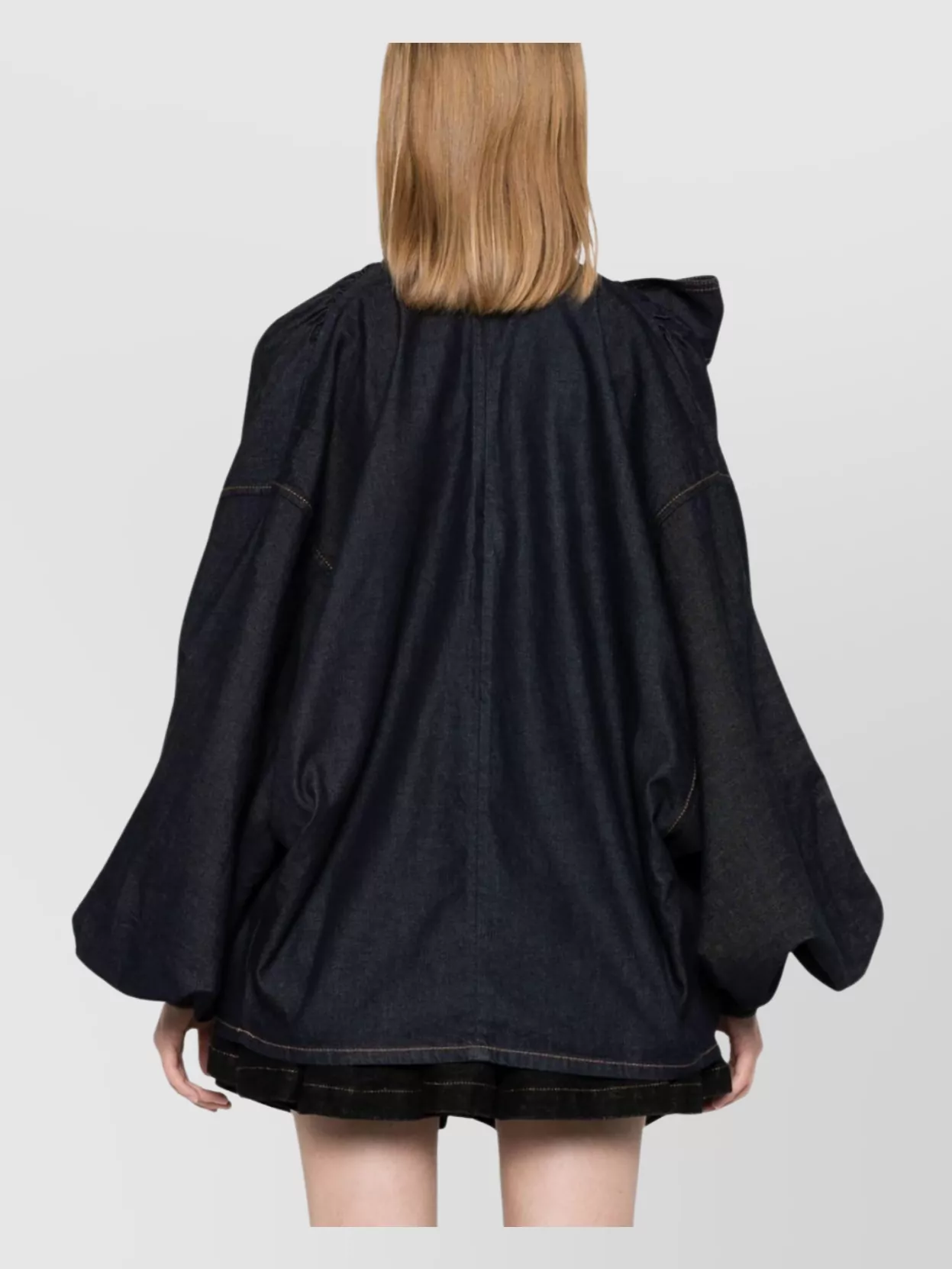Zimmermann Denim Blouse With Balloon Sleeves And Bow Detail