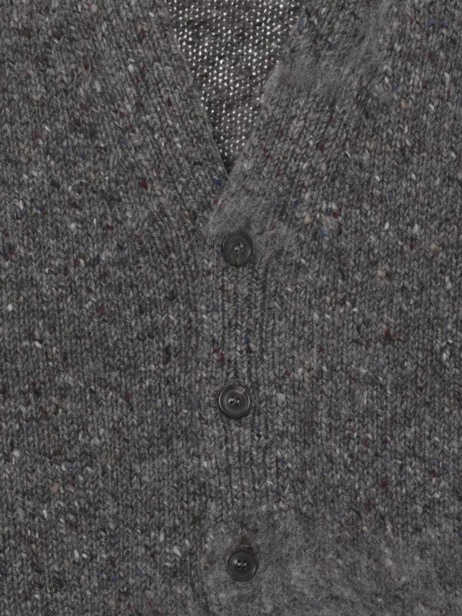 Maison Margiela Virgin Wool V Neck Textured Cardigan