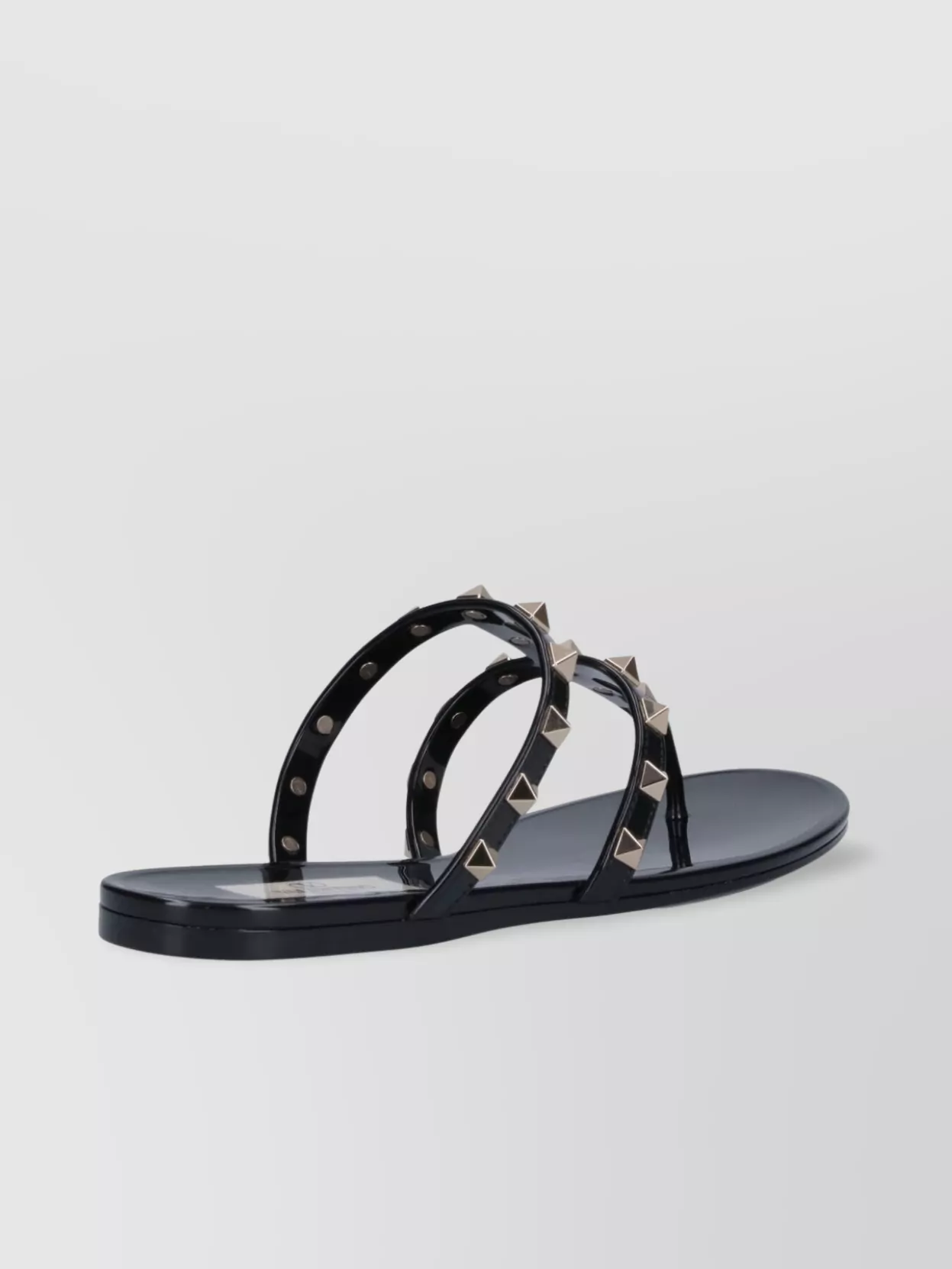Shop Valentino Heel Sandals With Studded Straps And Flat Sole In Black