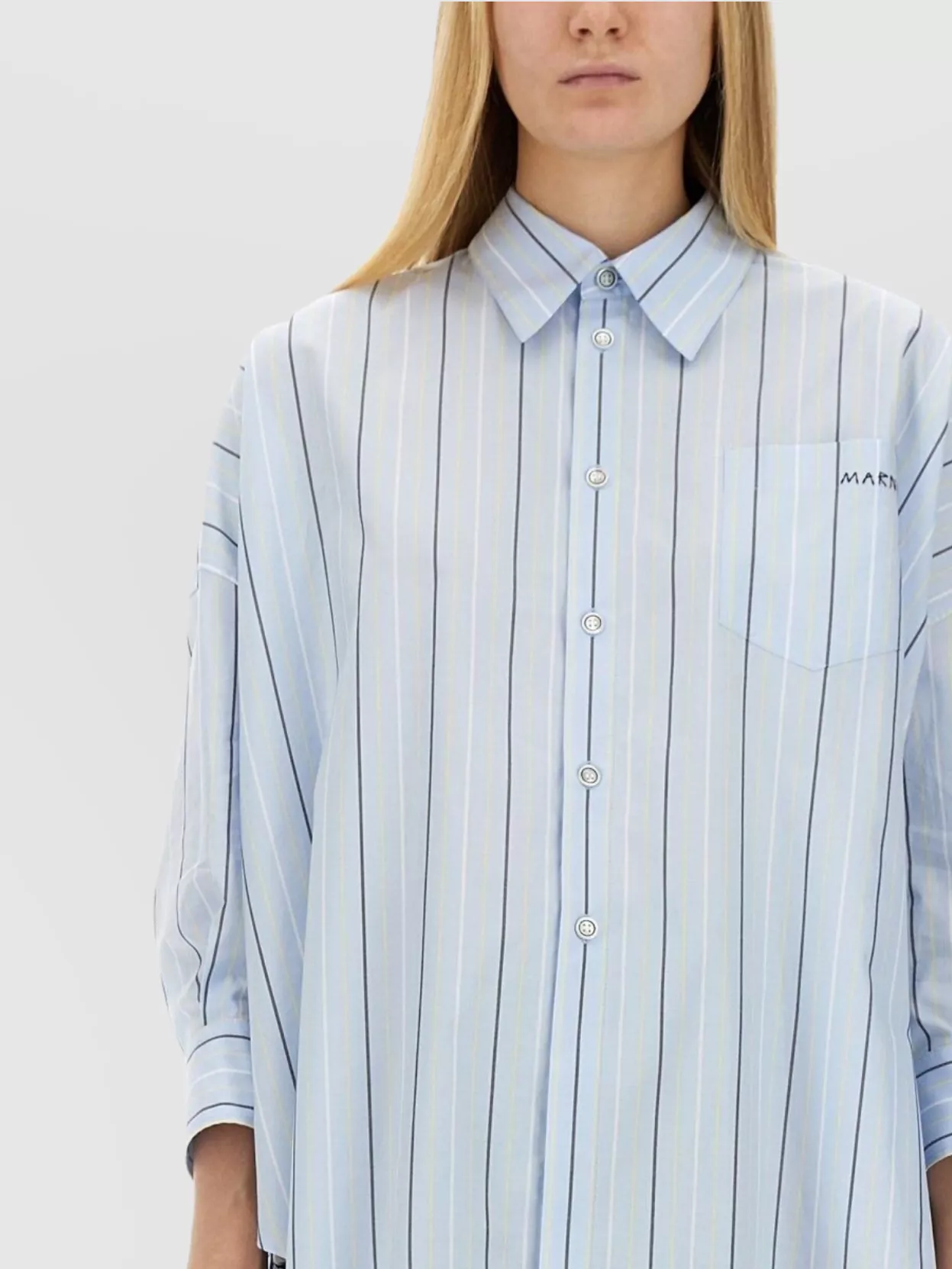 Marni Asymmetric Striped Shirt Chest Pocket