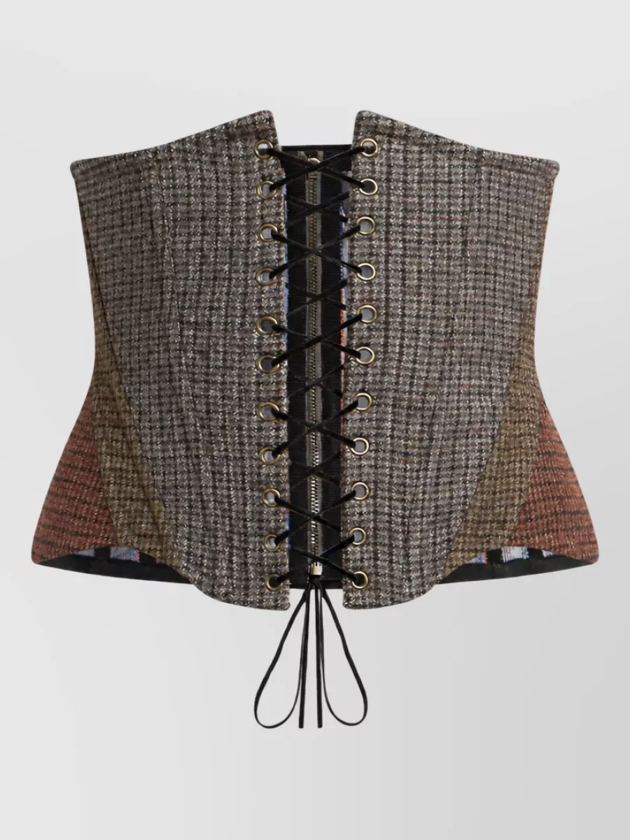 Etro houndstooth wool corset belt