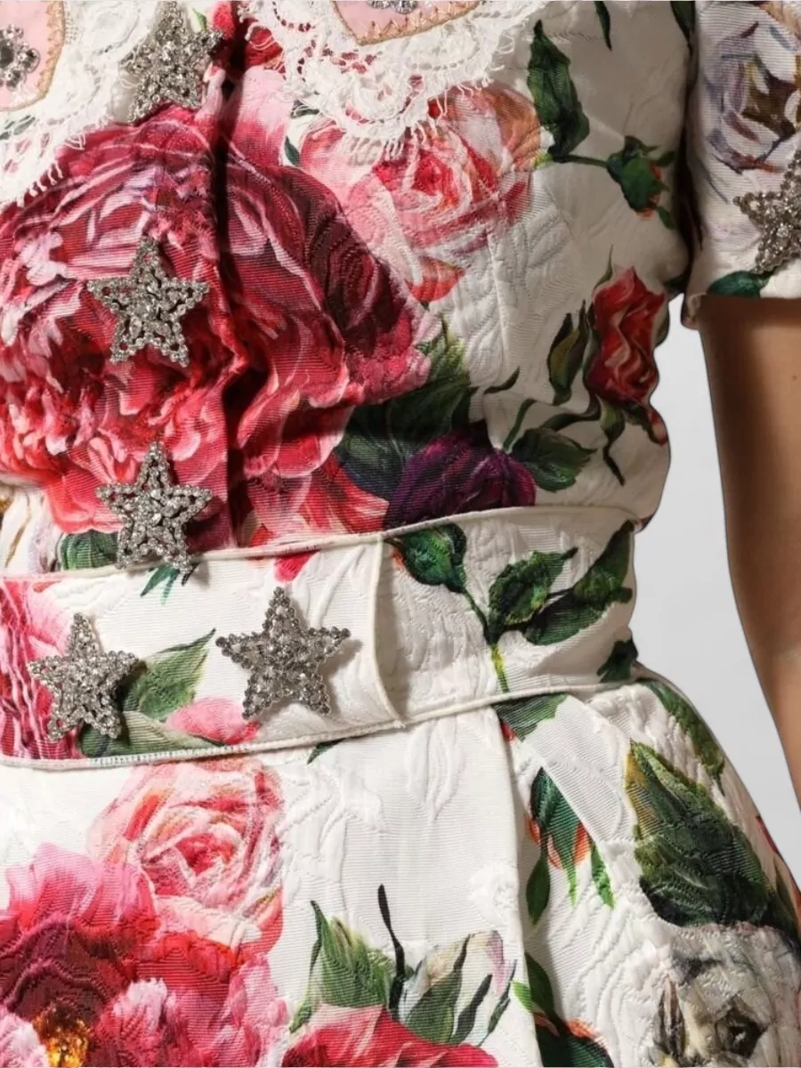 Dolce&Gabbana Floral-Embellished Mini Dress