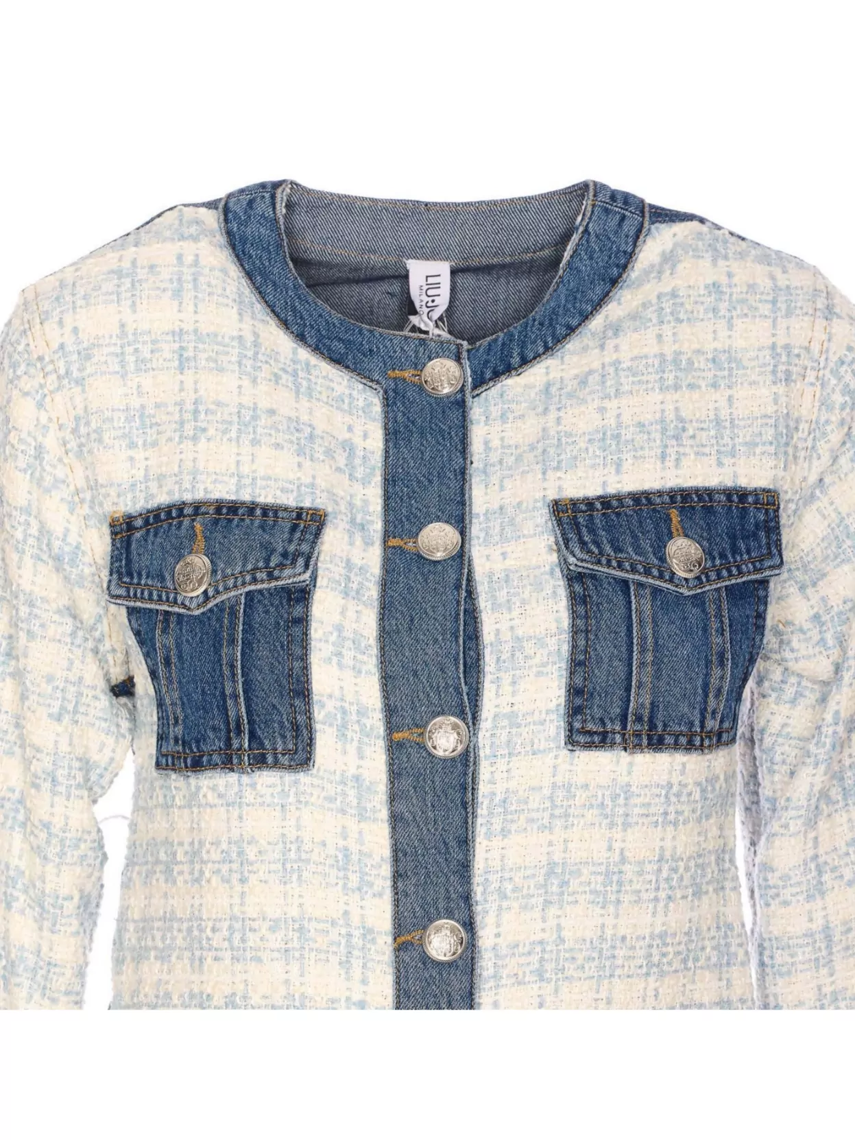 Liu Jo Denim Jacket Crewneck Tweed Motif