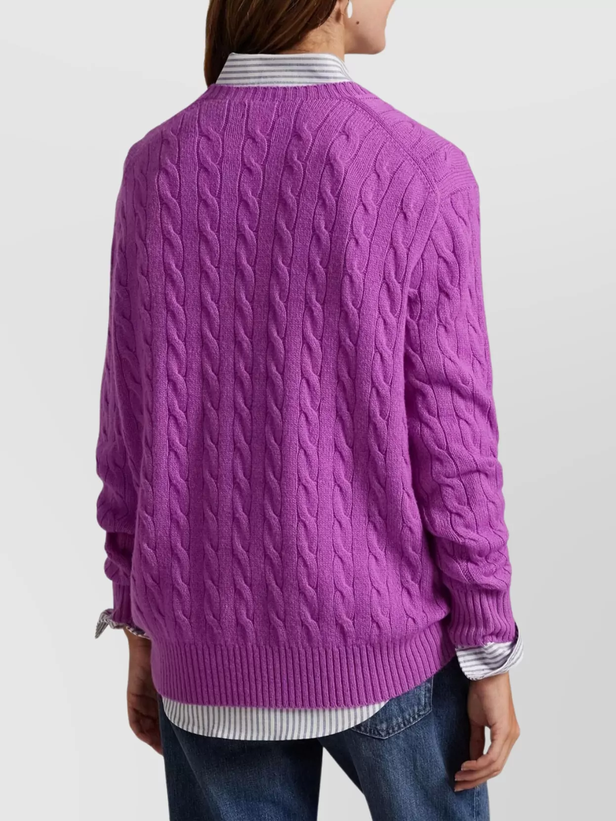 Ralph Lauren Cable Knit Pullover With Ribbed Cuffs And Hem