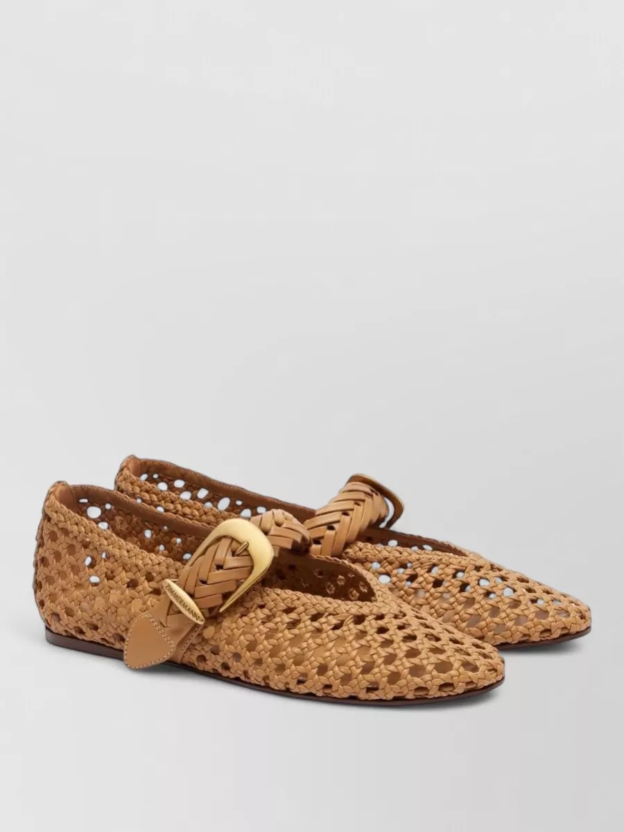 Zimmermann Leather Woven Ballet Flats
