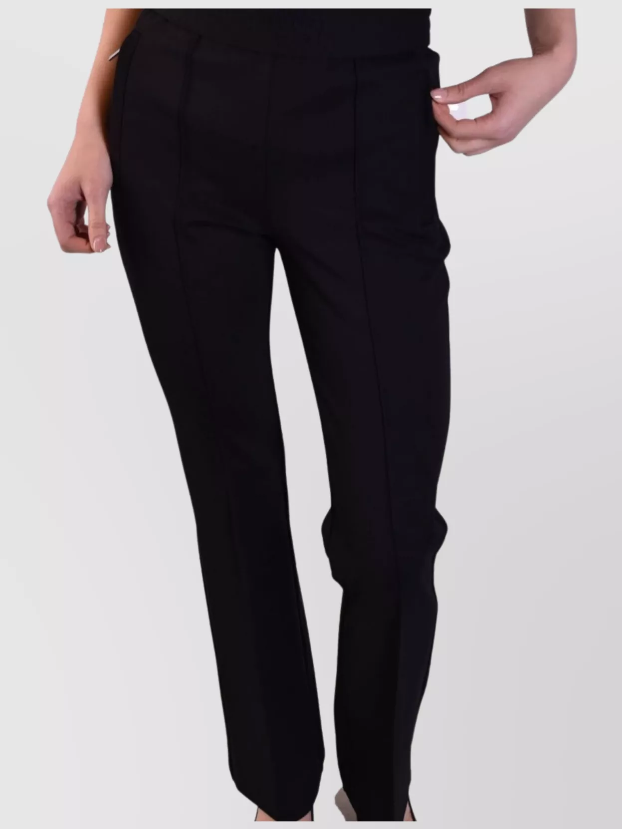 Off-white Elastic Waistband Straight Leg Trousers In Black