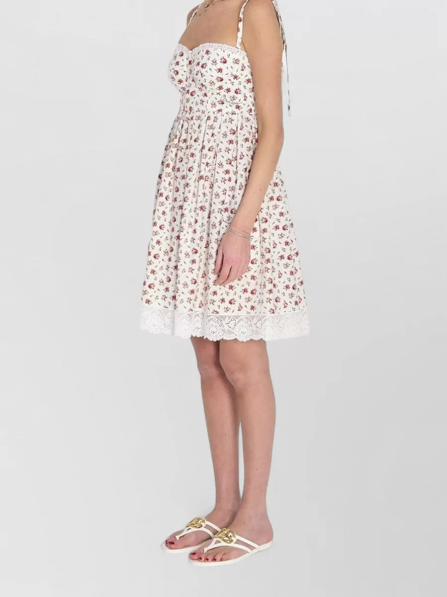 Dolce&Gabbana Poplin Mini Dress Rosebud Print Corset