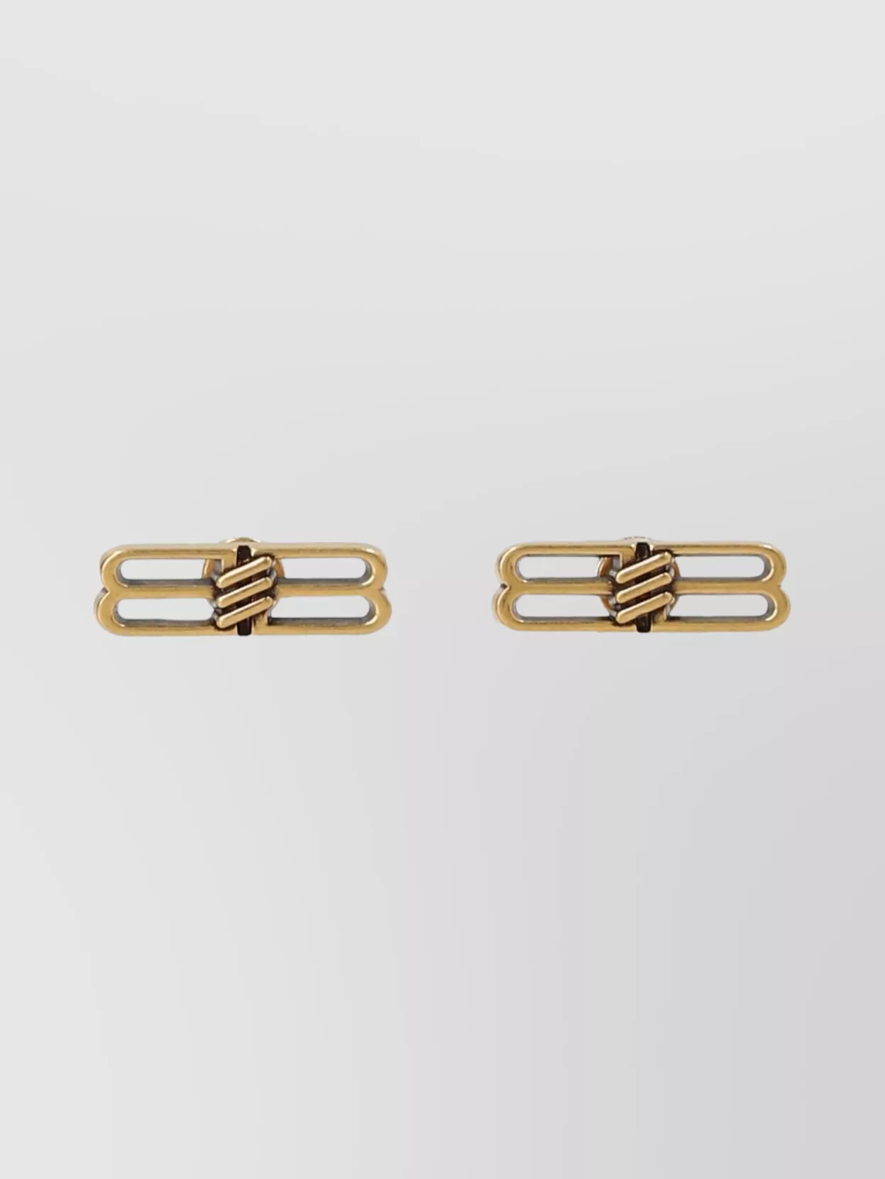 Shop Balenciaga Rectangular Polished Double Bar Knot Earrings