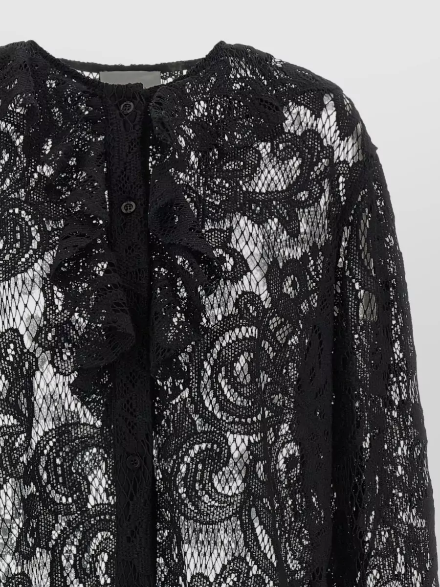 Nude Floral Lace Shirt