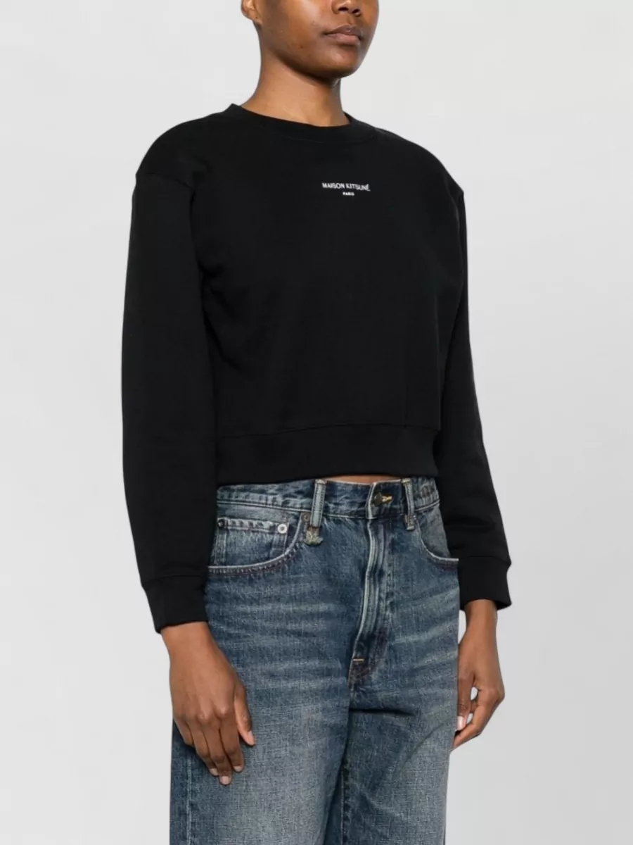 Maison Kitsuné Cropped Logo Cotton Sweatshirt