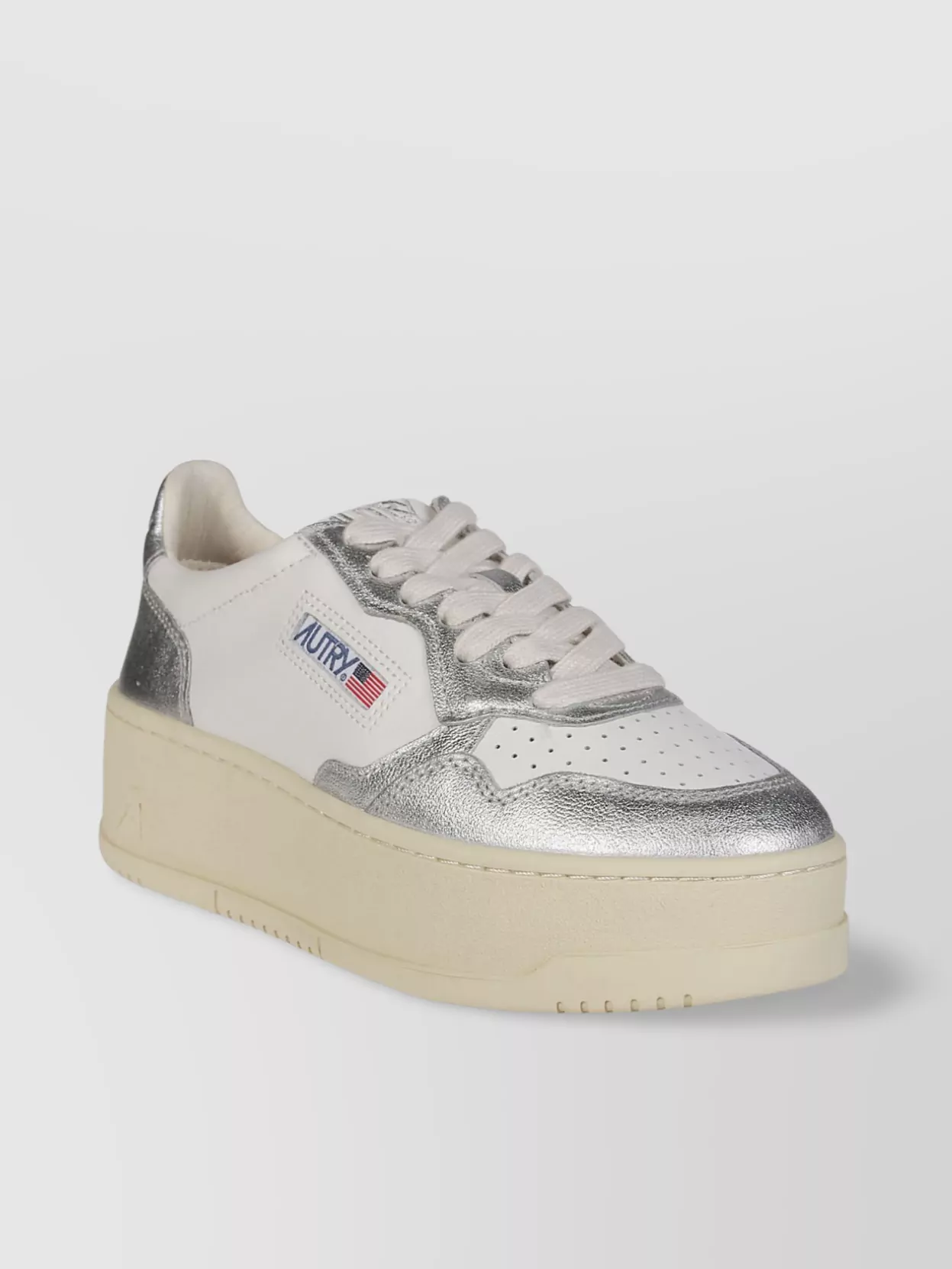 Autry Low Metallic Perforated Platform Sneakers