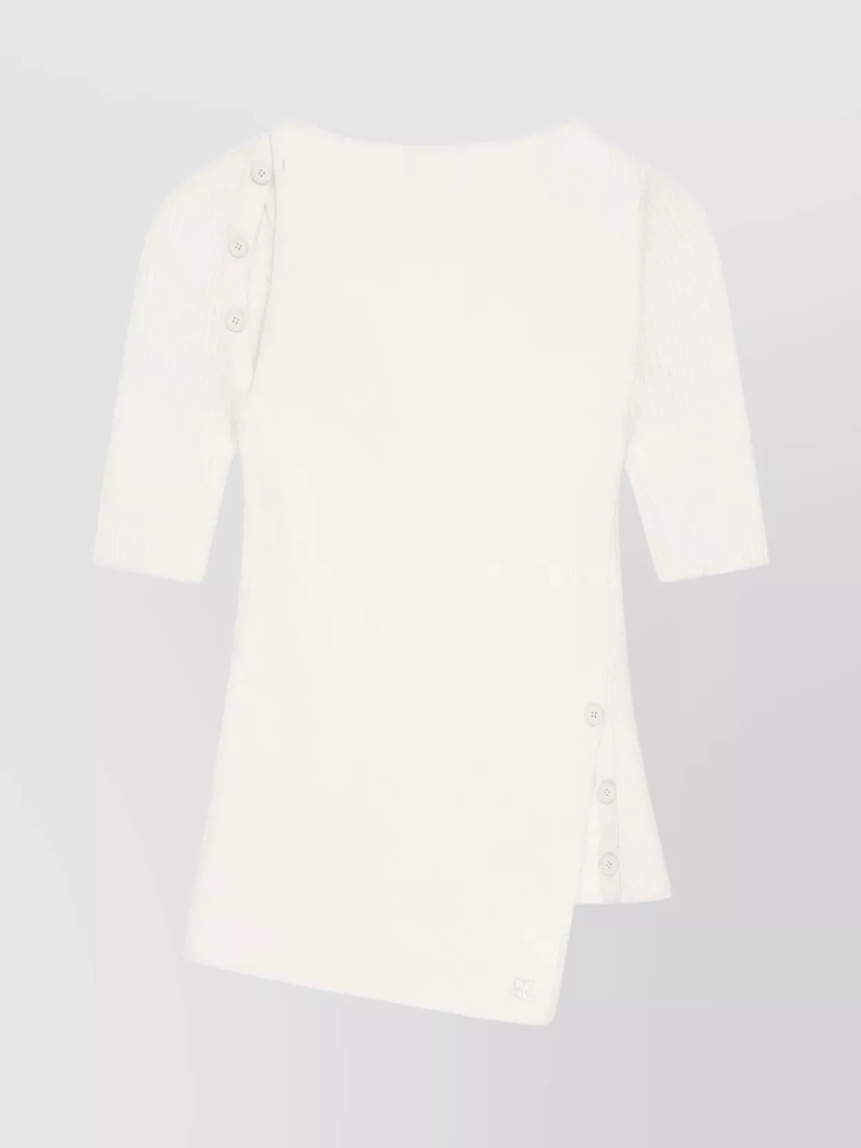 Courrèges Asymmetric Ribbed Knit Buttoned Top