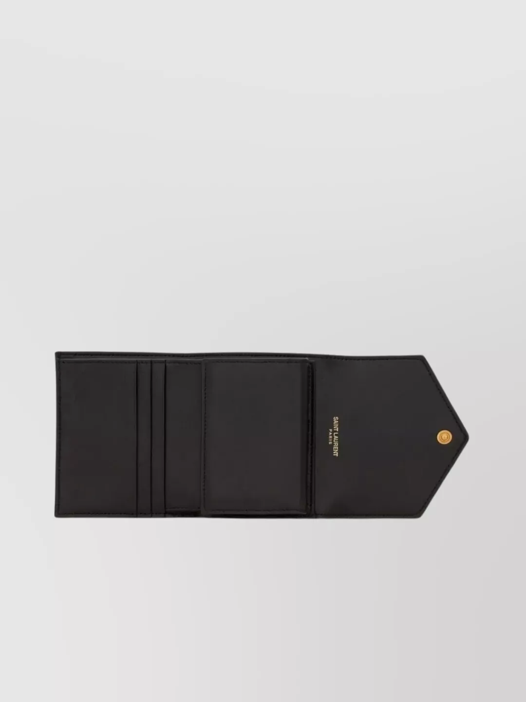 Saint Laurent Quilted Chevron Pattern Trifold Wallet In Black