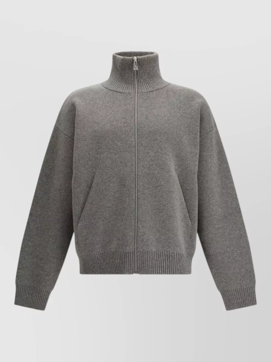 Axel Arigato wool-blend ribbed high-neck zip-up cardigan