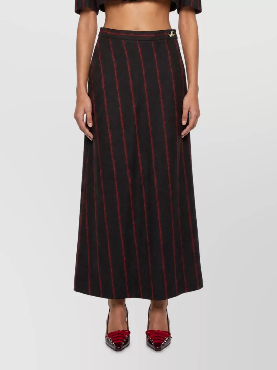 Vivienne Westwood Virgin Wool Pinstripe Tartan-Check Asymmetric Maxi Skirt