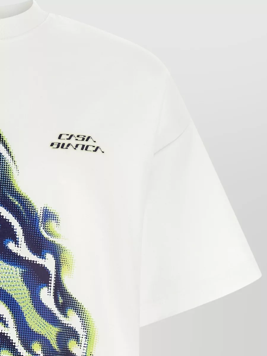 Casablanca Tennis Flame Graphic Ball Crew Neck T Shirt