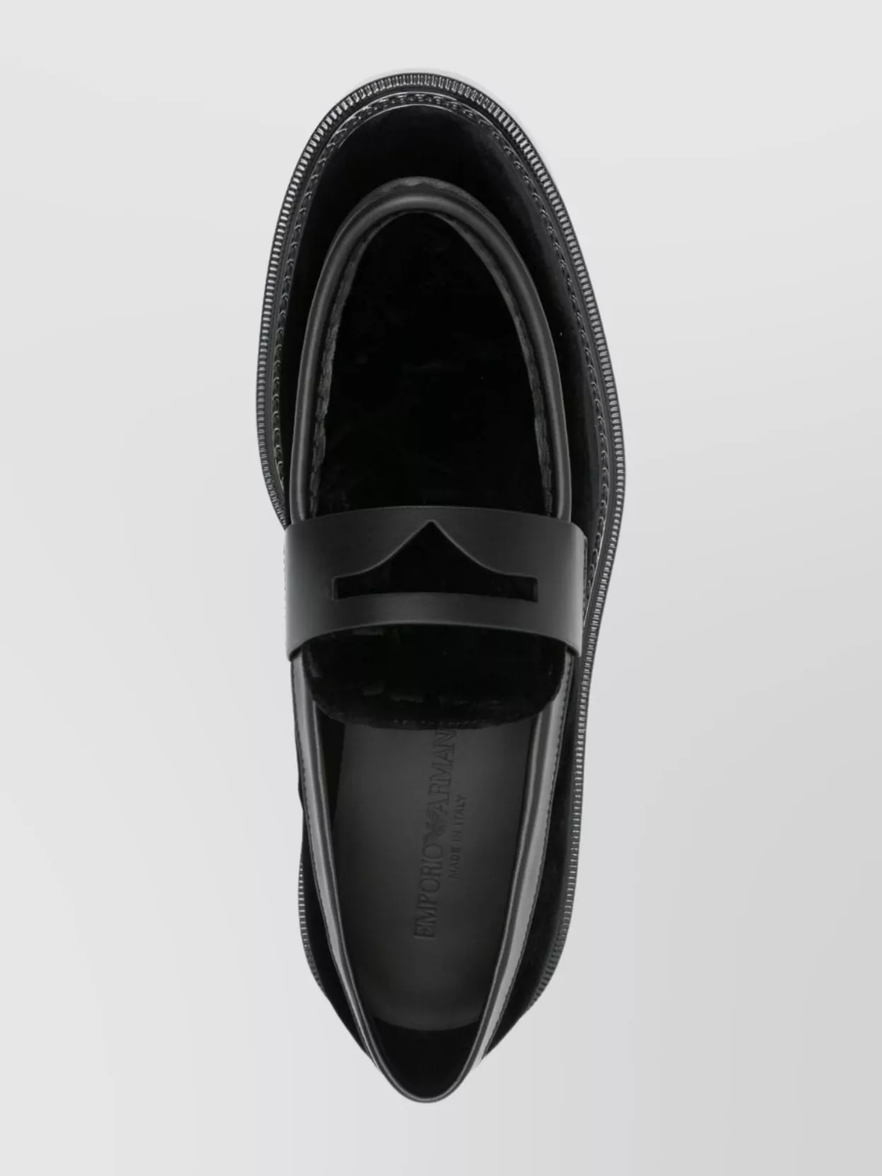 Emporio Armani Glossy Finish Round Toe Penny Loafers