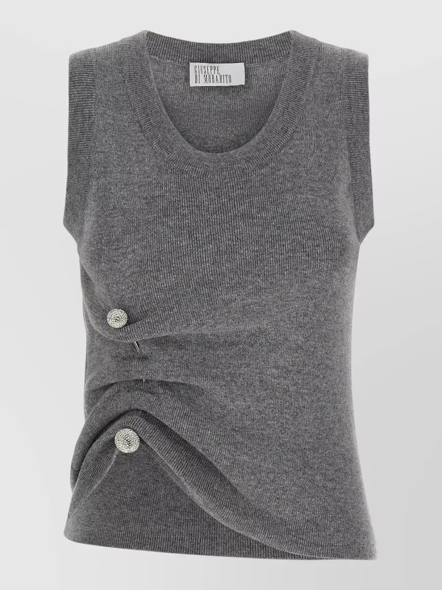 Giuseppe Di Morabito virgin wool ribbed draped sleeveless knitted top