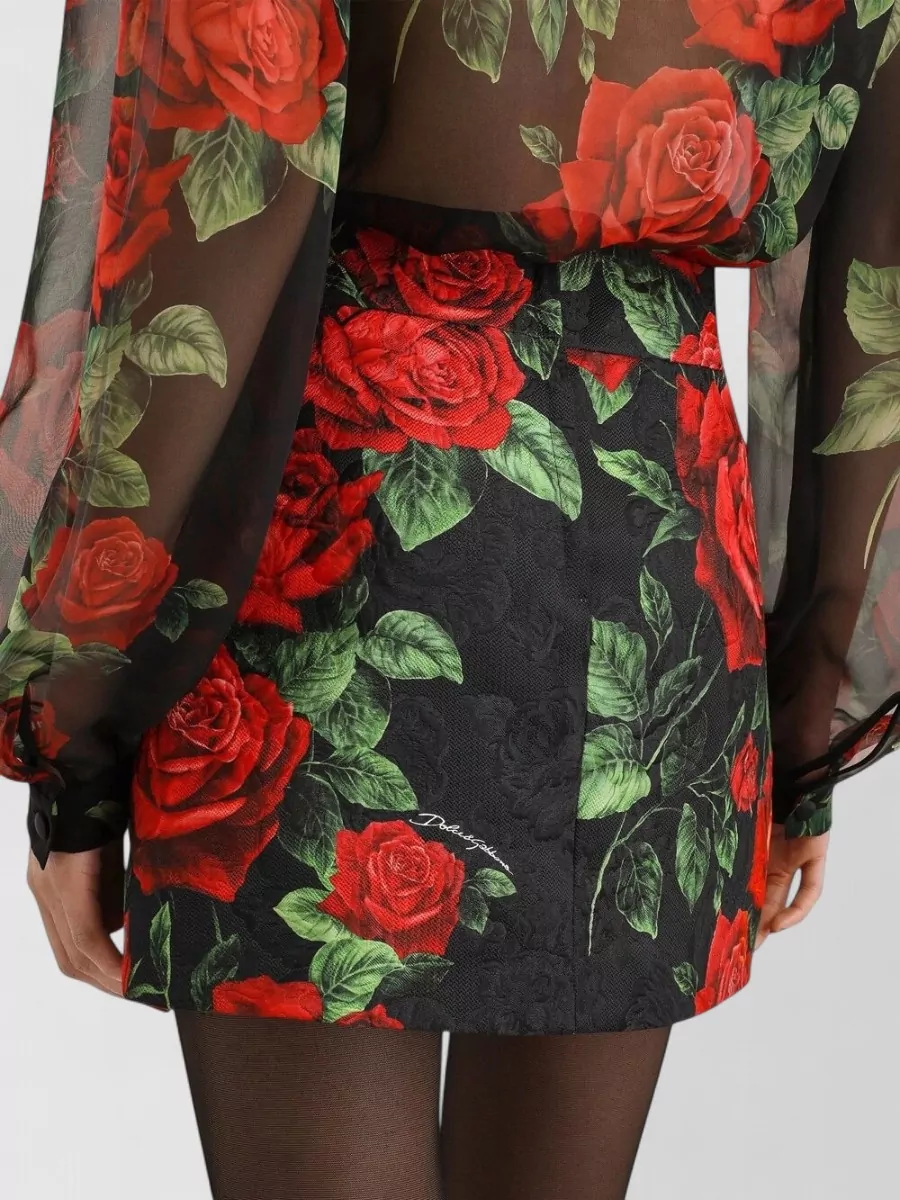 Dolce&Gabbana Floral-Print Fitted Skirt