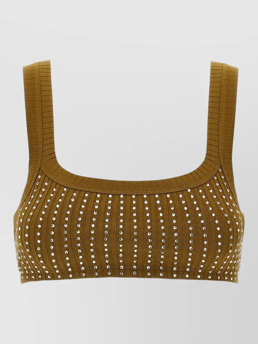 The Attico Ribbed Square Neck Bra Top Wide Straps