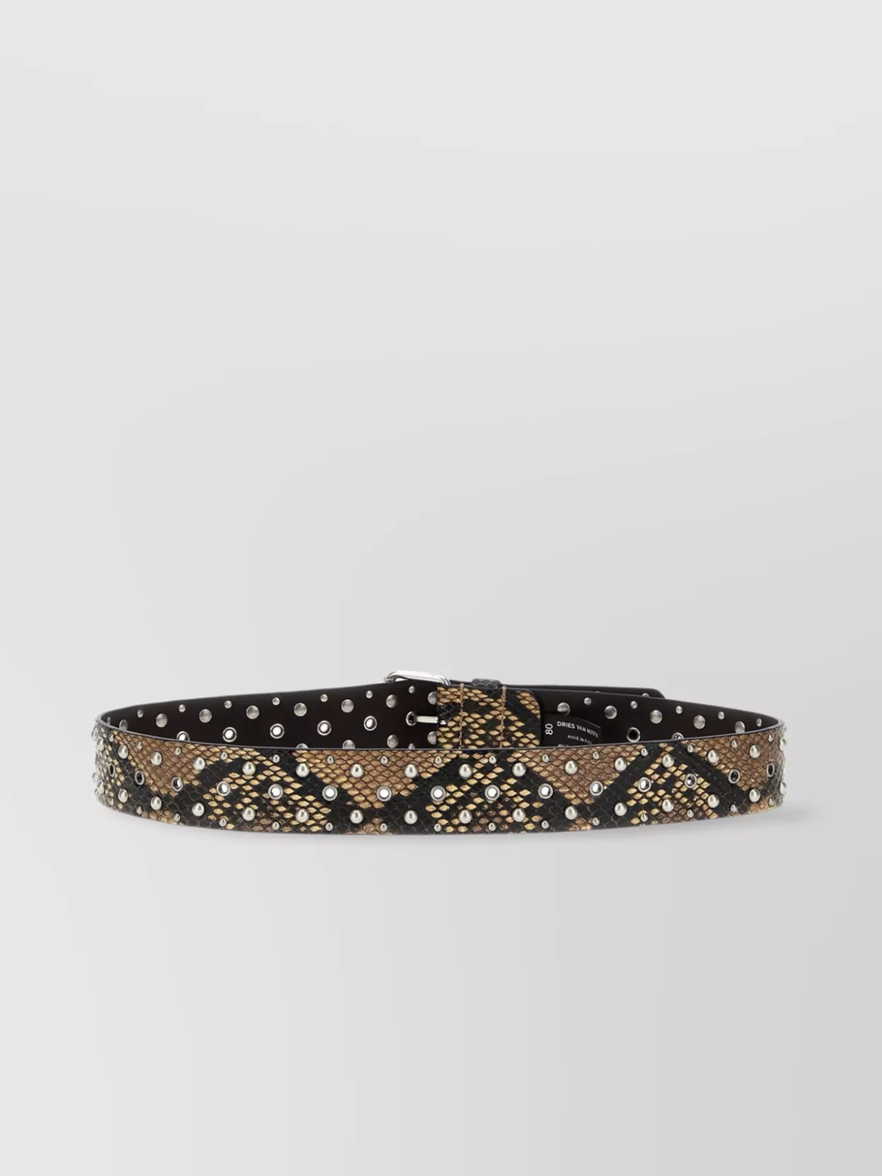 Shop Dries Van Noten Adjustable Snake Print Studded Belt