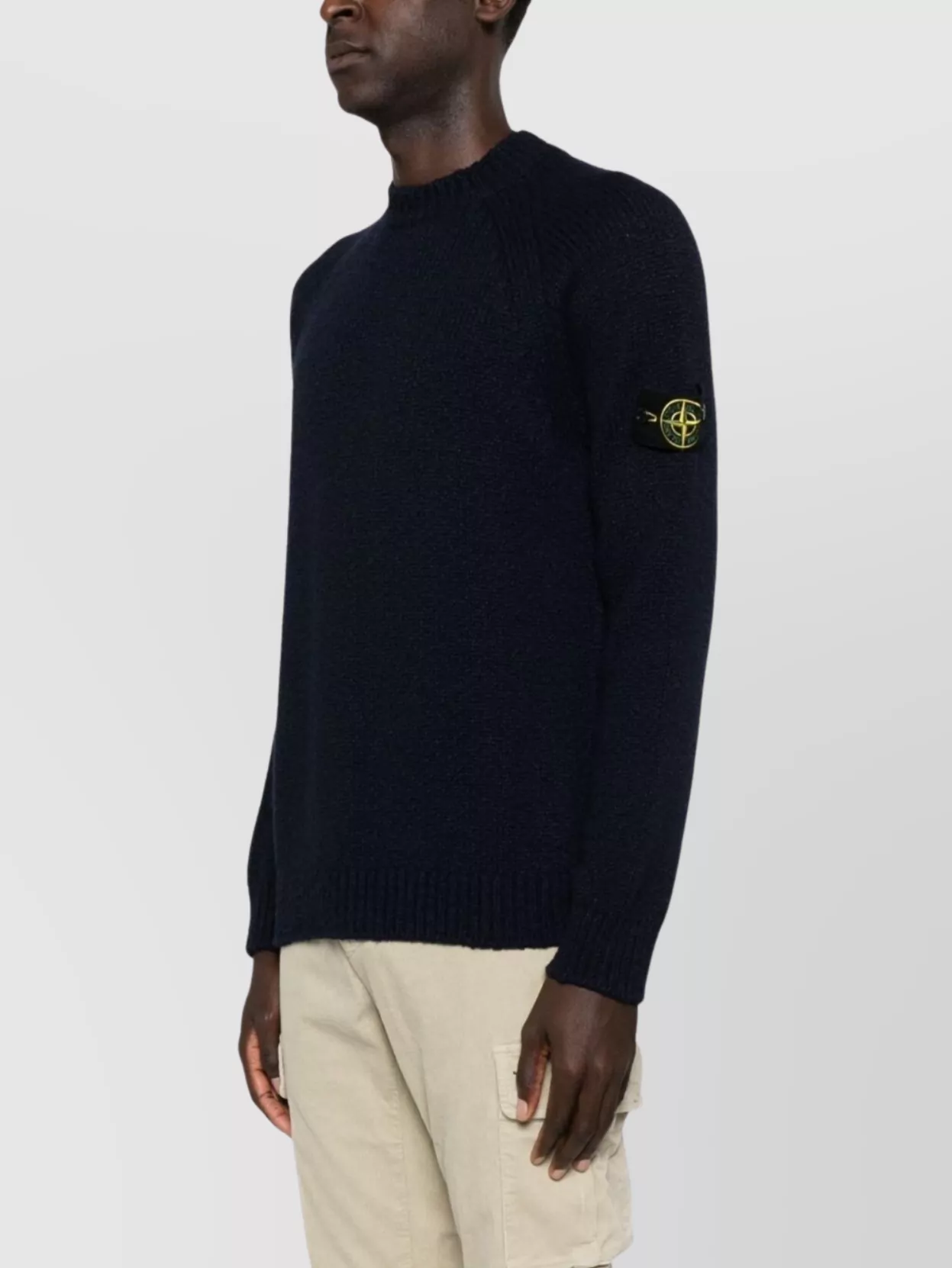 Stone Island Long Sleeve Ribbed Cuff Crew Neck Sweater