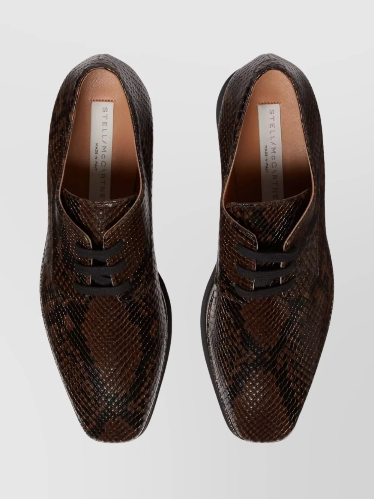 Stella Mccartney Chunky Heel Platform Sneakers With Snakeskin Effect In Brown
