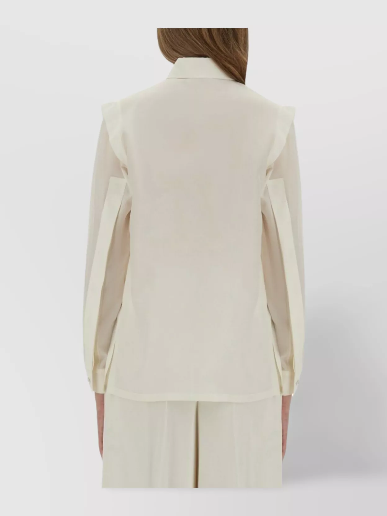 Max Mara Long Sleeve Sheer Shirt With Pointed Collar In White