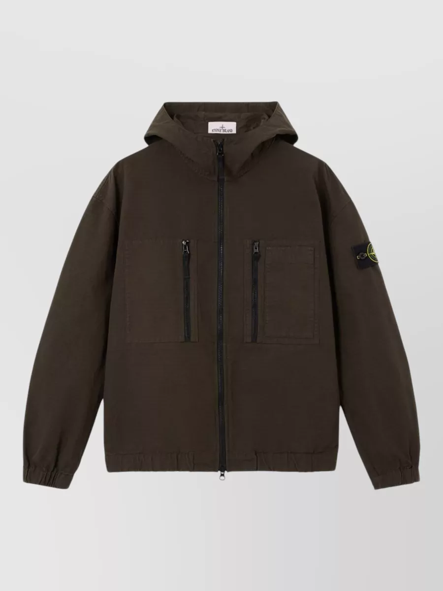 Stone Island cotton hooded zip-up jacket