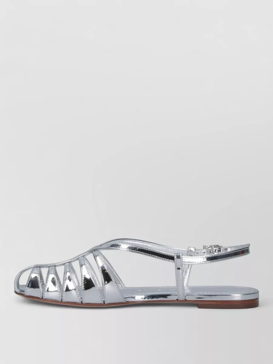 Ferragamo Sandal Flat Sole Metallic Finish Open Toe