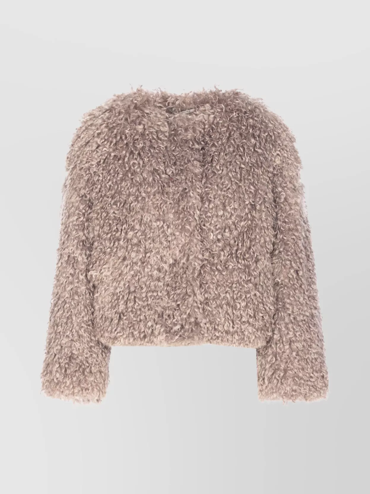 Tagliatore Cropped Textured Coat With Fluffy Faux Fur Exterior In Brown
