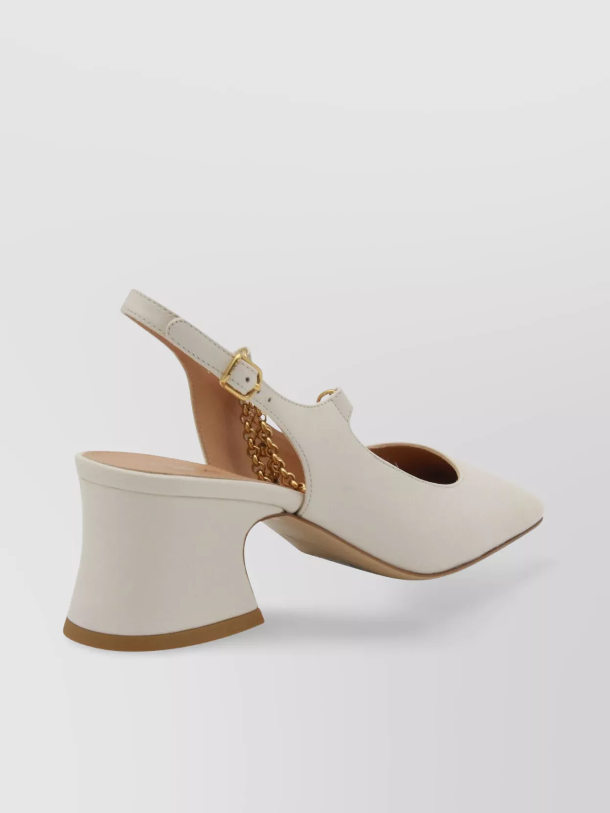 Chloé Chunky Heel Chain Square Toe Pumps