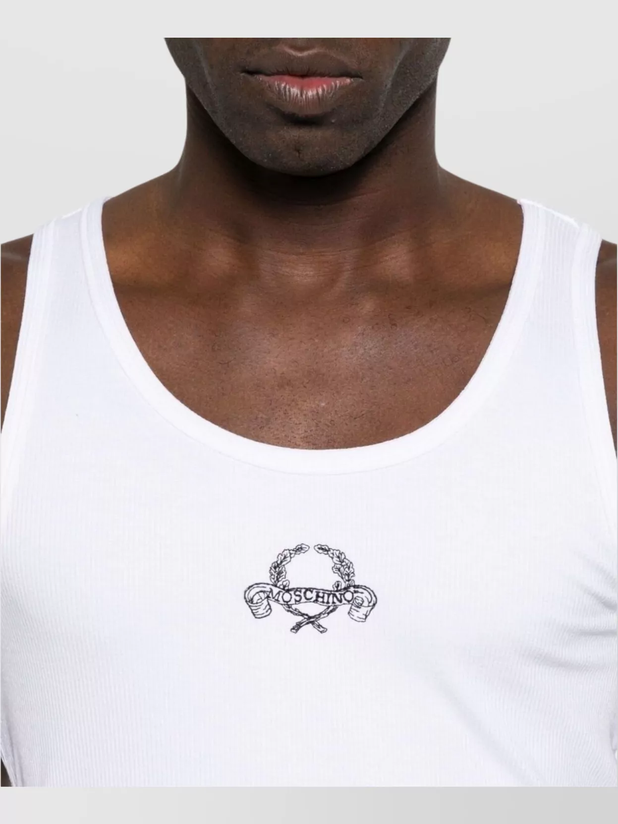Moschino Scoop Neck Sleeveless Ribbed Texture Vest