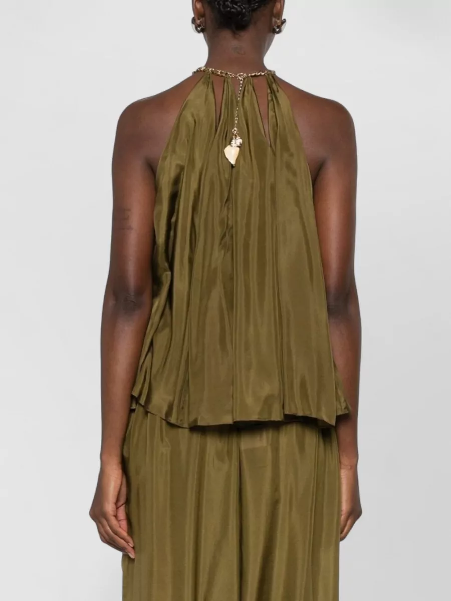 Zimmermann Silk Pleated Halterneck Sleeveless Blouse