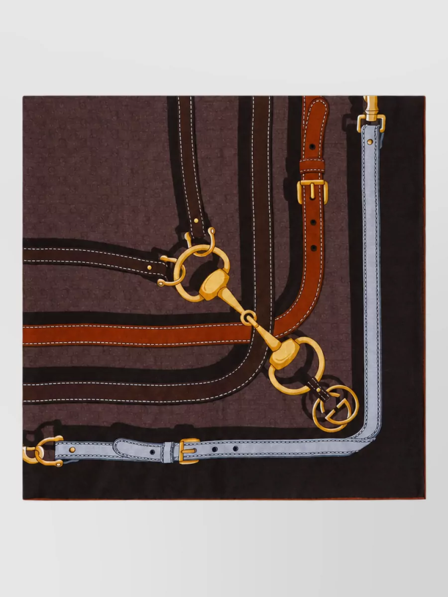 Gucci Wool Silk Jacquard Printed Shawl