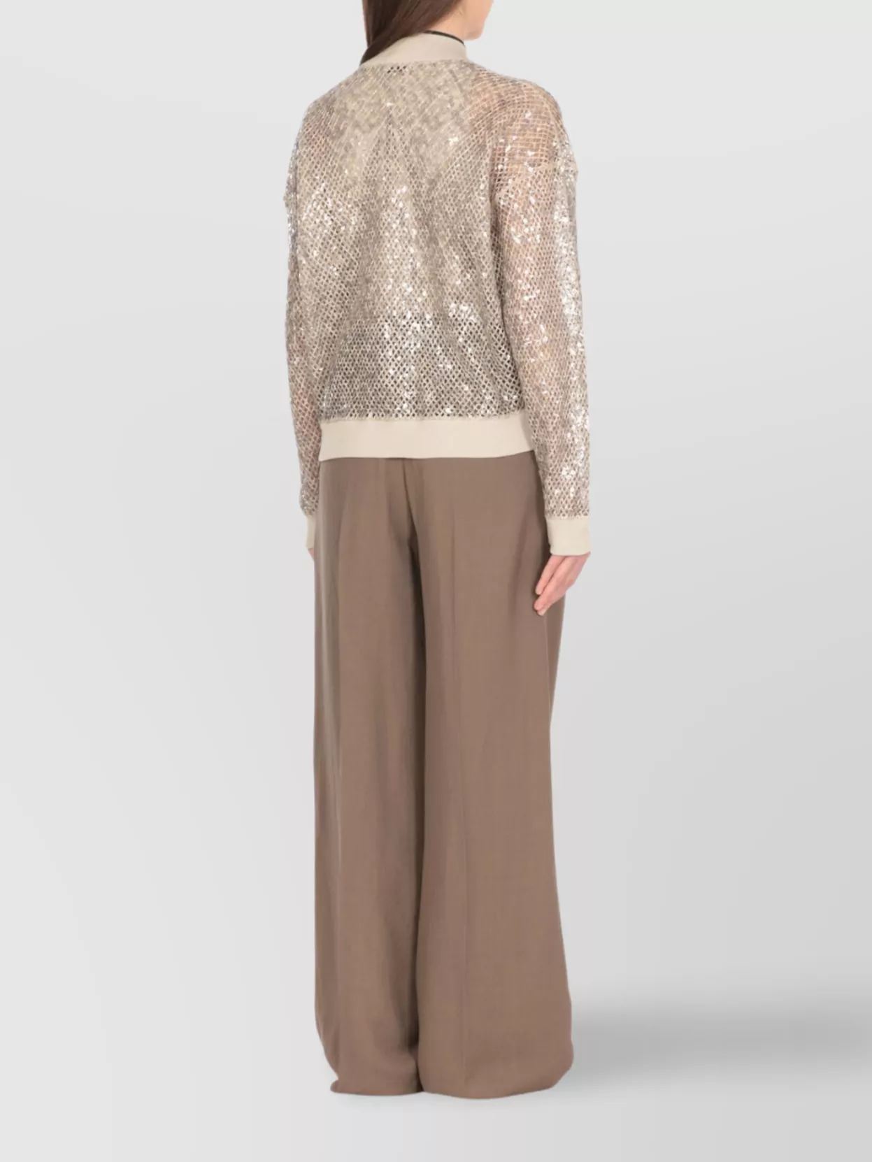 Brunello Cucinelli Sequin Embellished Short Cardigan In Gold