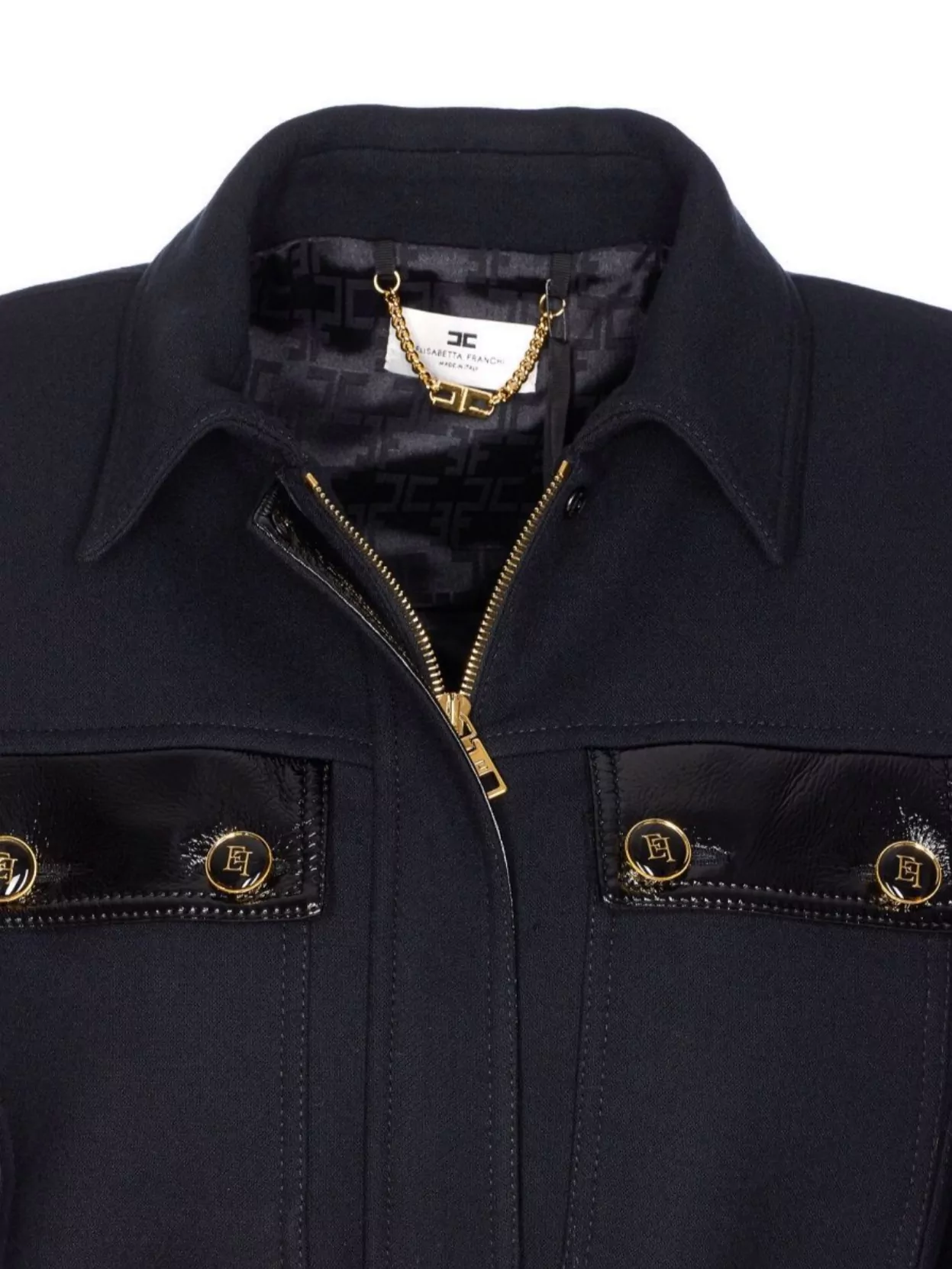 Elisabetta Franchi Belted Jacket Logo Buttons