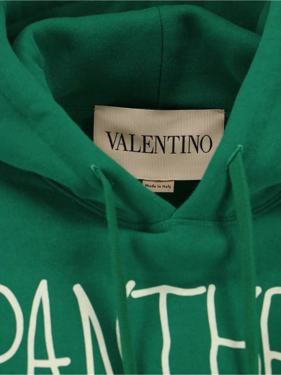 Valentino Hooded Sweatshirt Drawstring Kangaroo Pocket Ribbed Trim