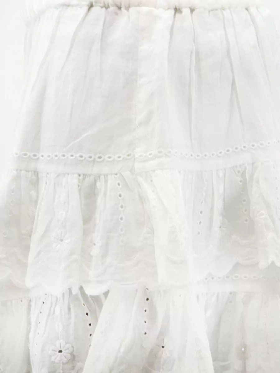 Isabel Marant Etoile Flounced Embroidered Cotton Full Skirt