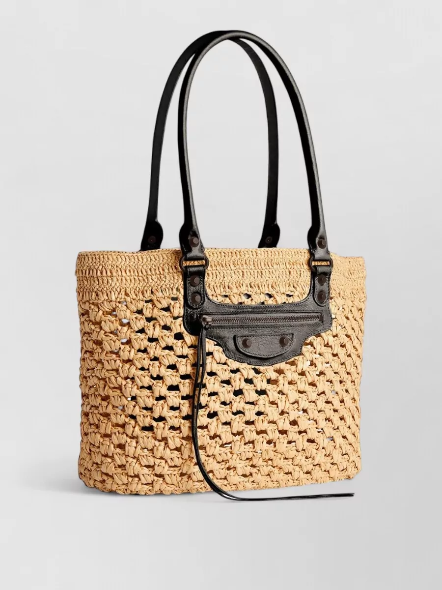 Balenciaga Le City Medium Raffia Beach Bag