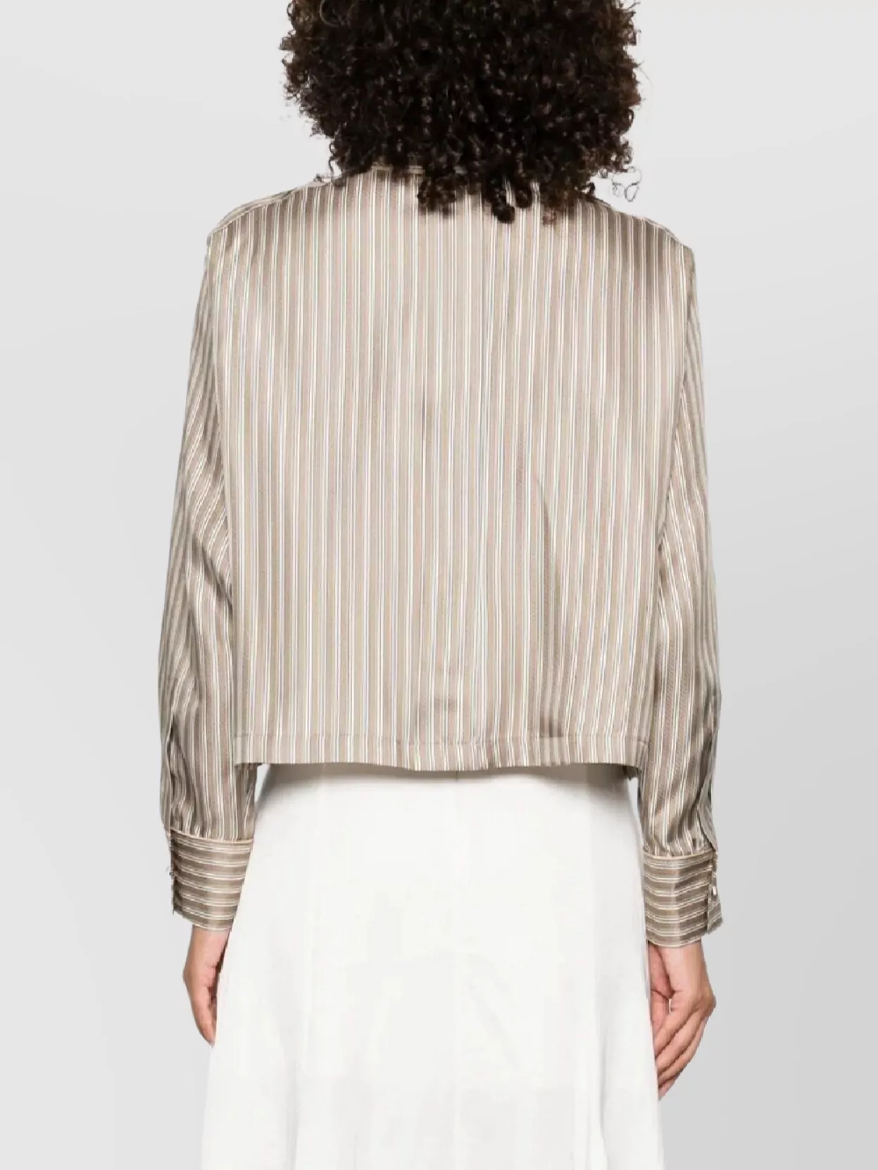 Max Mara Brama Striped Twill Silk Cropped Shirt Shirts Multicolor In Brown