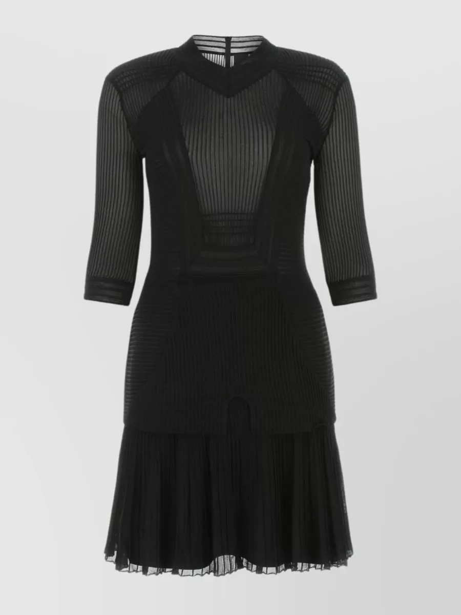 Shop Givenchy Mini Dress With Ribbed Texture And Pleated Skirt In Black