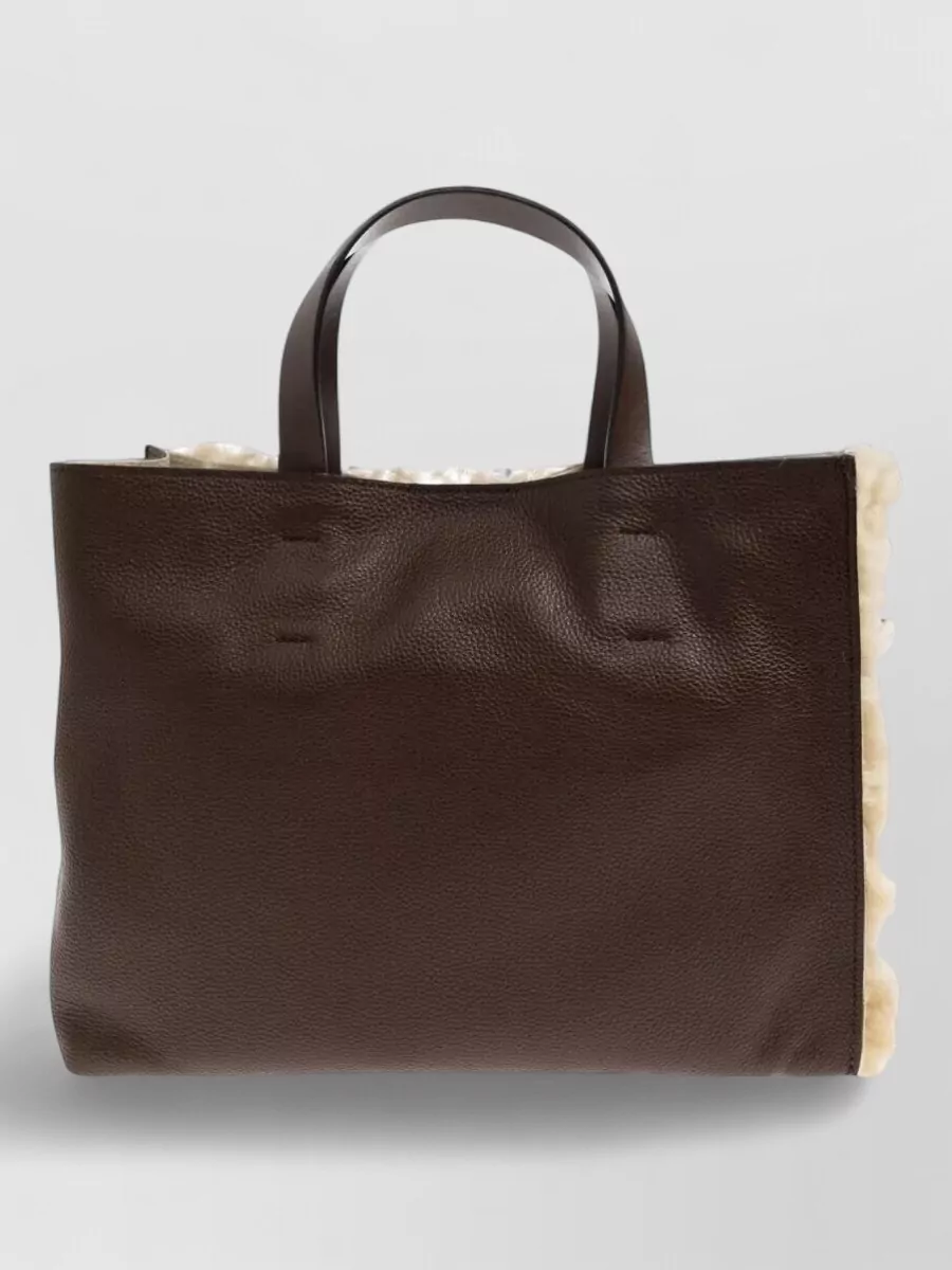 Marni Museo Shearling And Leather Tote Bag