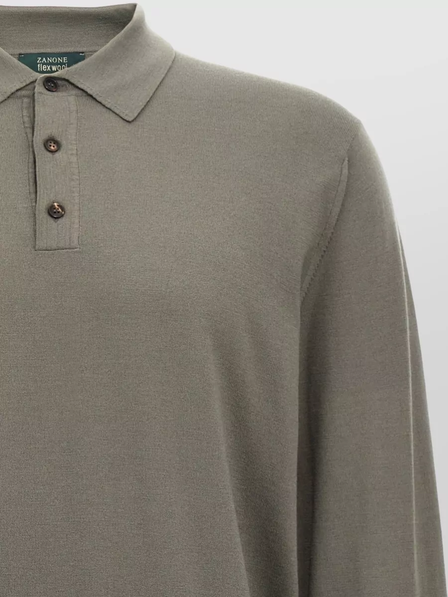 Zanone Wool Long-Sleeve Polo Shirt