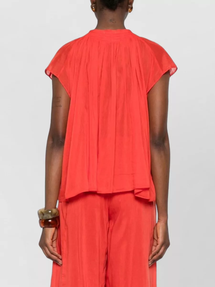 Forte Forte Cotton-Silk Gathered Cap-Sleeve Blouse