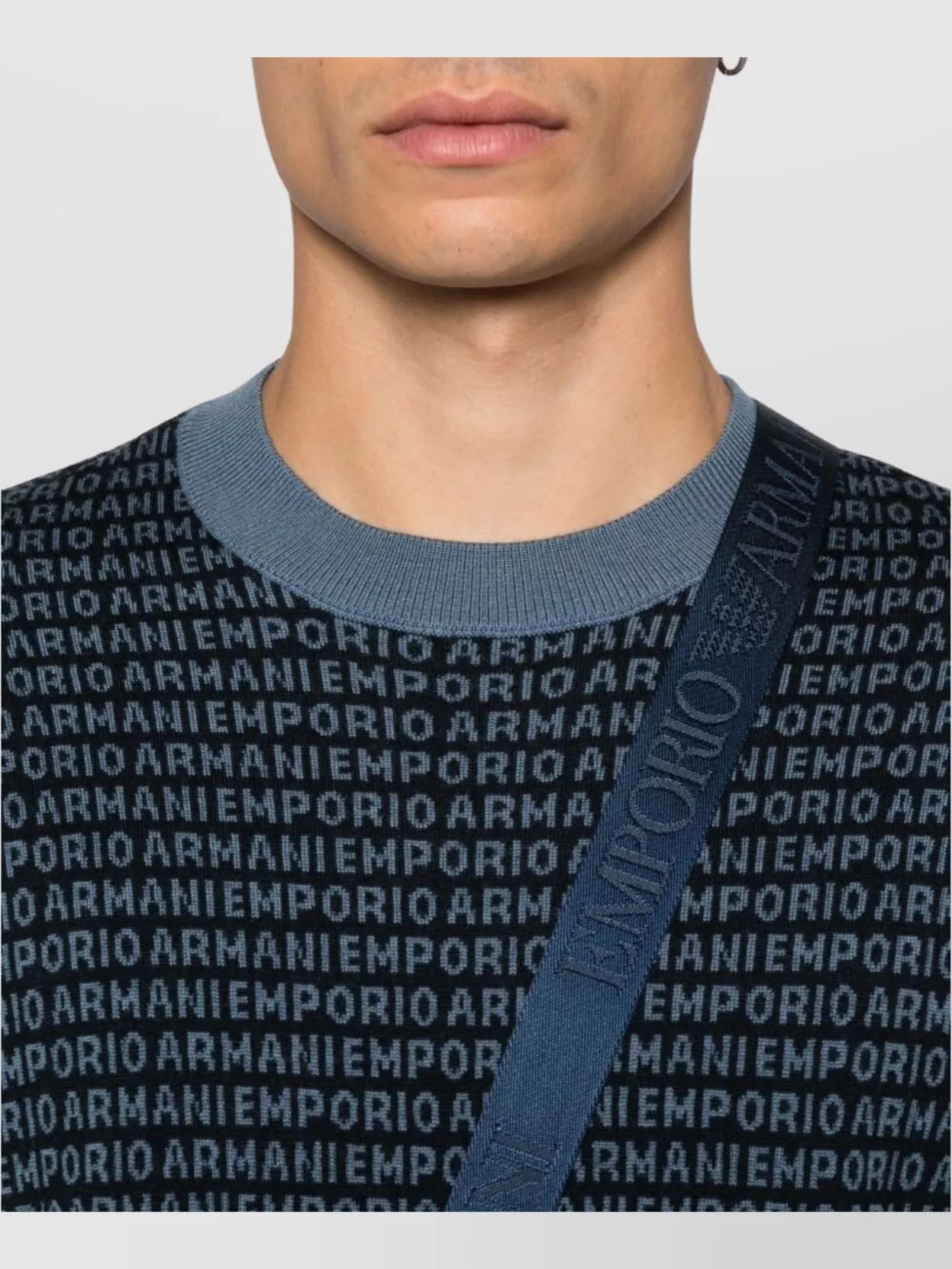 Emporio Armani Ribbed Crewneck Wool Jumper Cuffs Hem