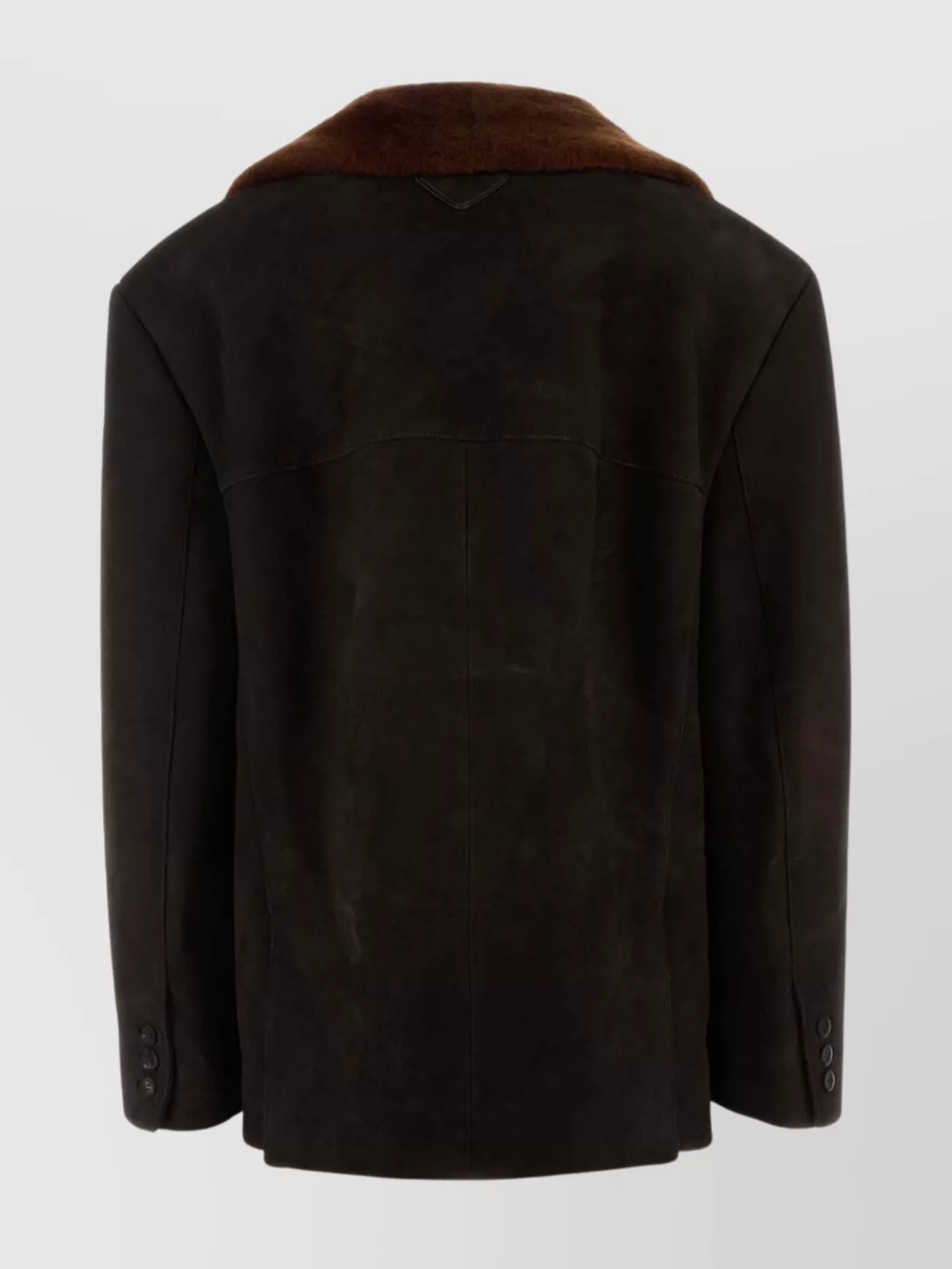 Prada Suede Blazer With Faux Fur Collar
